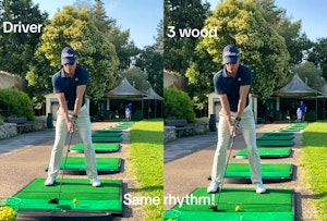 Driver and 3 wood swings in slow motion. Same rhythm!