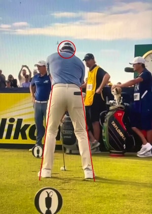 Rory Mcilroy. Look how his weight moves towards the target before he has completed his backswing.