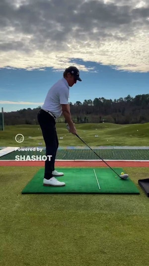 Driver swing with shot tracer and face on 